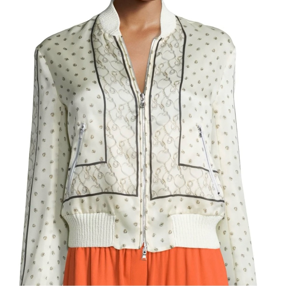 Philip Lim 100% silk scarf pattern bomber jacket - Picture 2 of 6